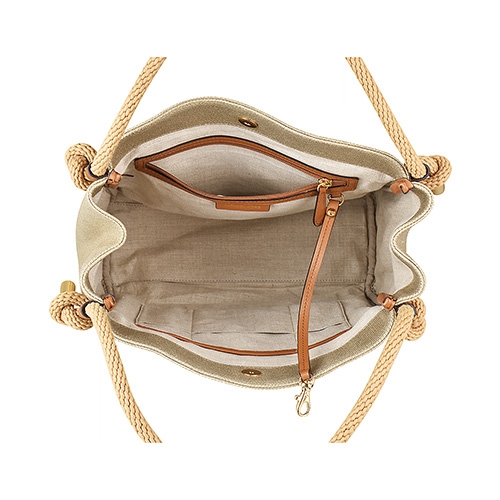 MK MICHAEL KORS ISLA金字LOGO帆布扣式肩背包(大/淺金)