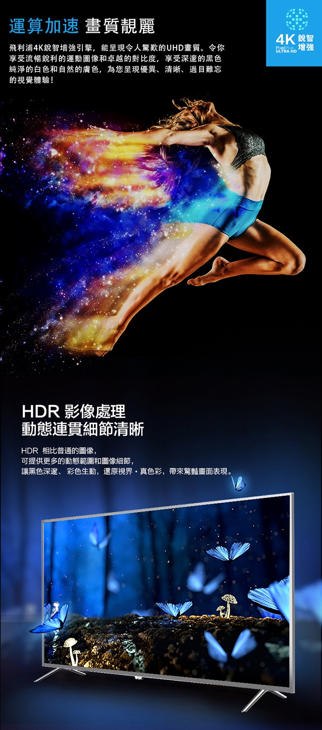 PHILIPS飛利浦 50吋4K HDR連網液晶顯示器+視訊盒50PUH6073