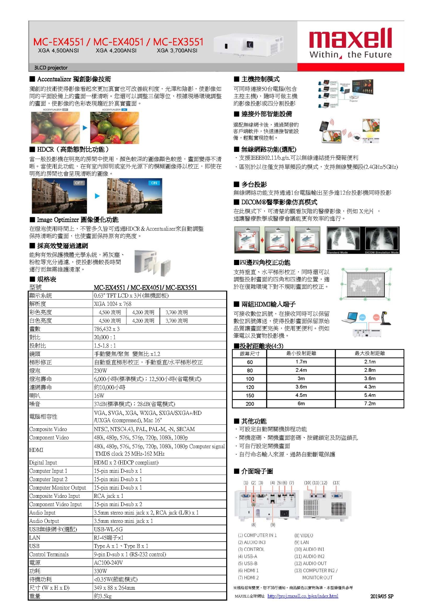 maxell 投影機-MC-EX4551