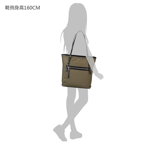 MK MICHAEL KORS Lelia金字LOGO尼龍拉鍊肩背包(大/橄欖綠)