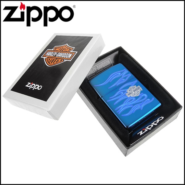 ZIPPO 美系~哈雷~Harley-Davidson-藍色火焰圖案設計打火機