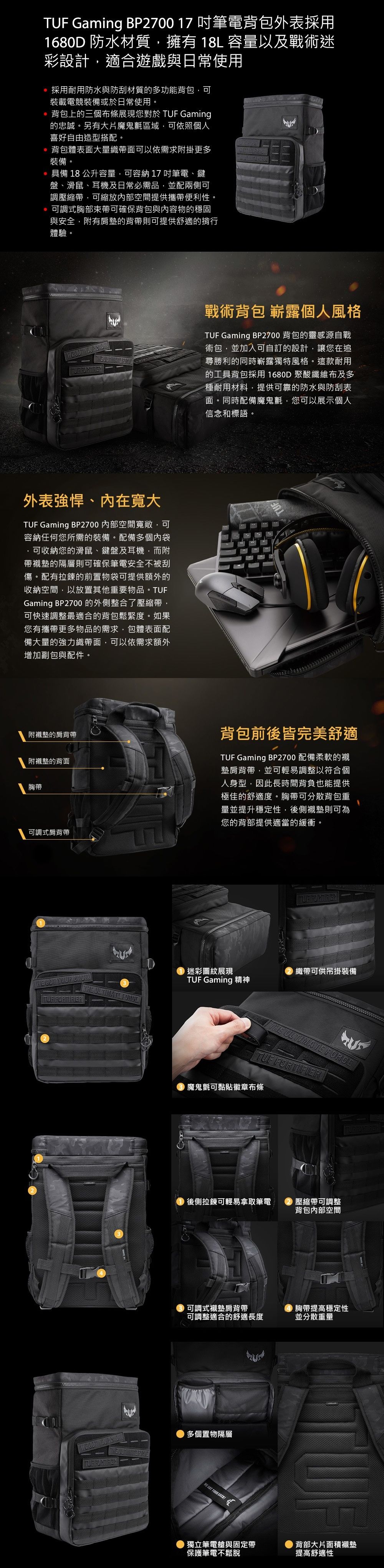 ASUS TUF Gaming BP2700 電競後背包