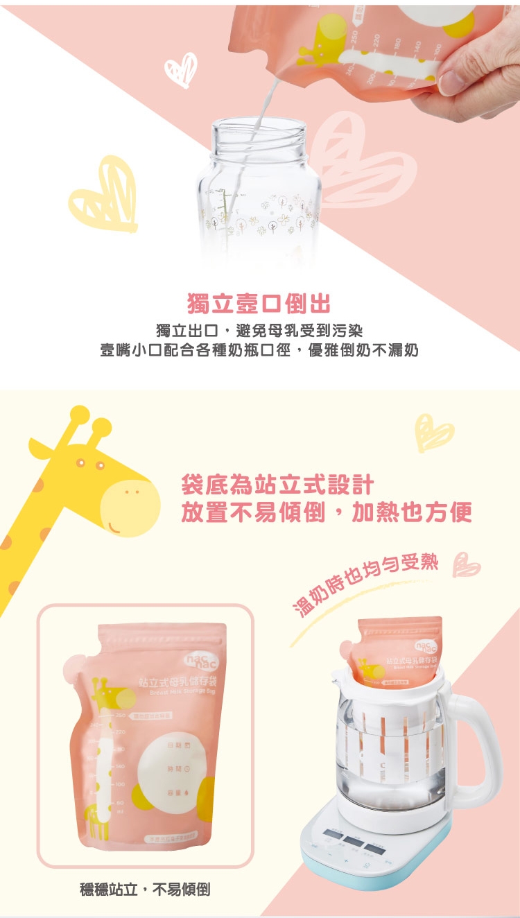 nac nac觸控式雙邊電動吸乳器 送站立式母乳儲存袋250ml