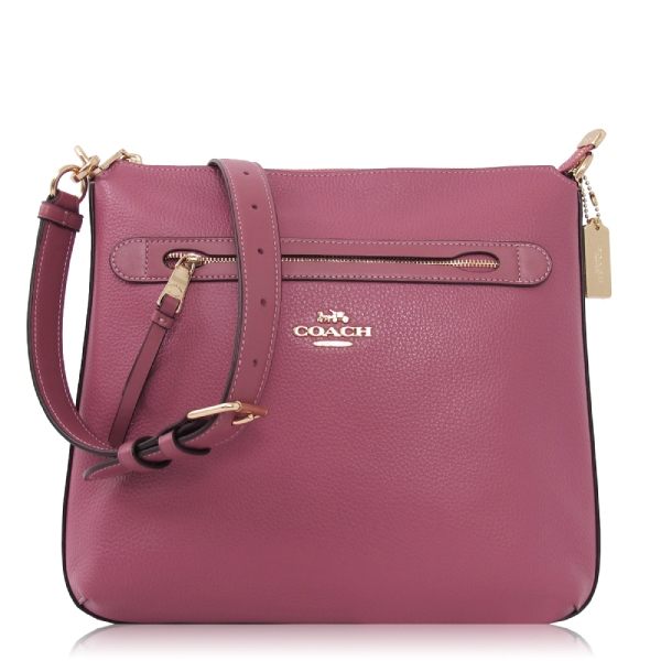 COACH 鵝卵石皮革 / 斜背包(胭脂桃)