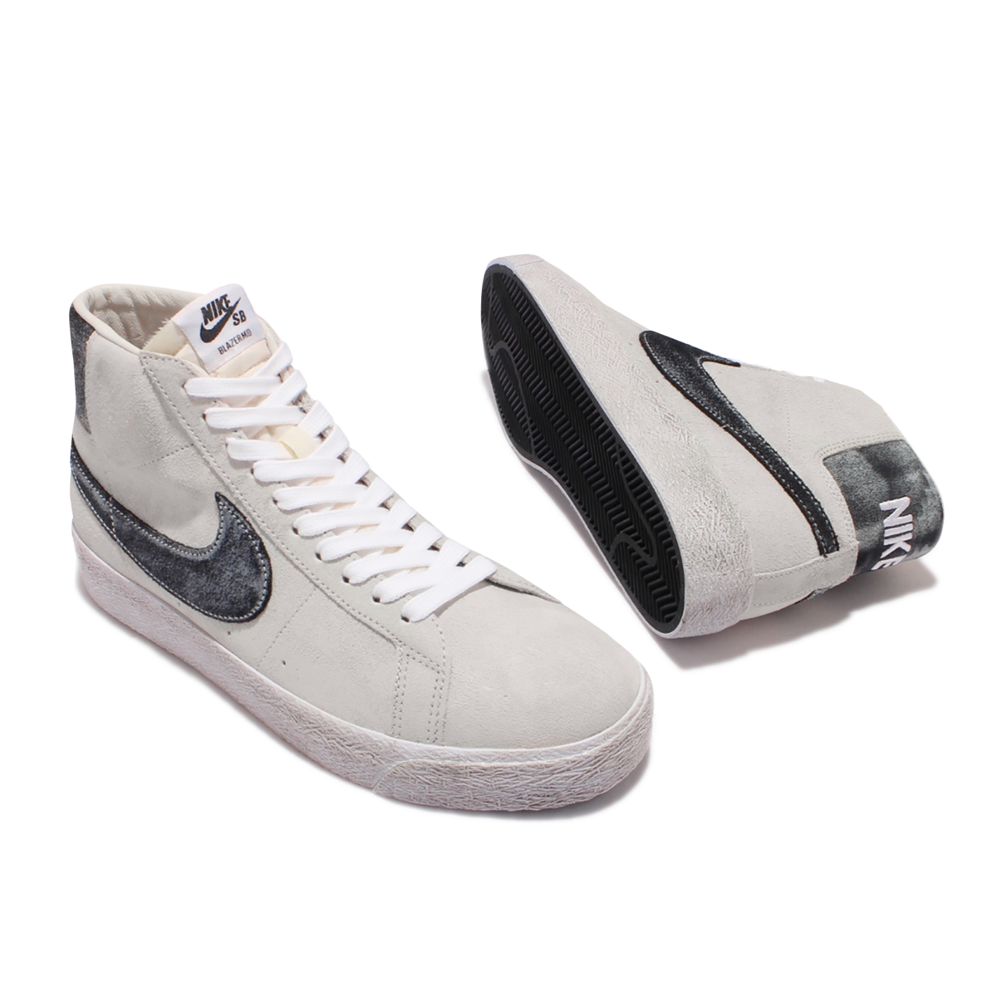 Nike 休閒鞋SB Zoom Blazer Mid 男鞋經典款仿舊麂皮氣墊避震滑板灰黑白