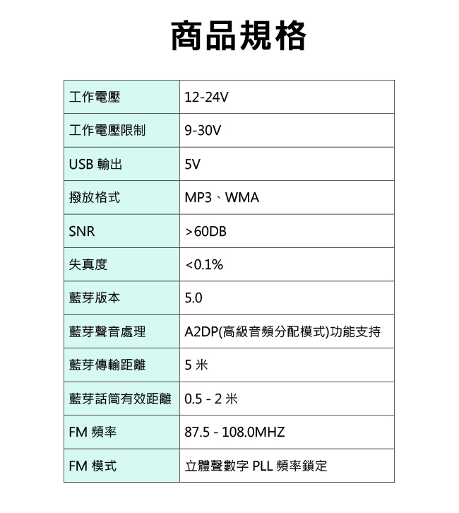 FLYone FM-W7 車用免持/5.0藍芽轉FM音樂傳輸/MP3音樂播放器-自