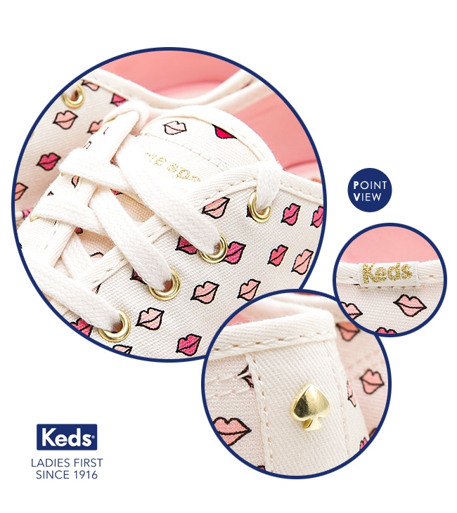 Keds x Kate Spade 聯名款 CHAMPION 嘴唇休閒鞋-白