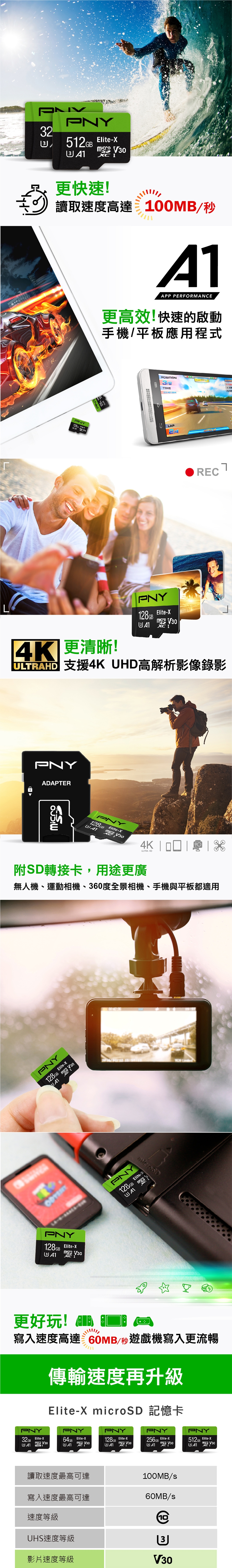 PNY Elite-X U3 MicroSD 128GB 記憶卡