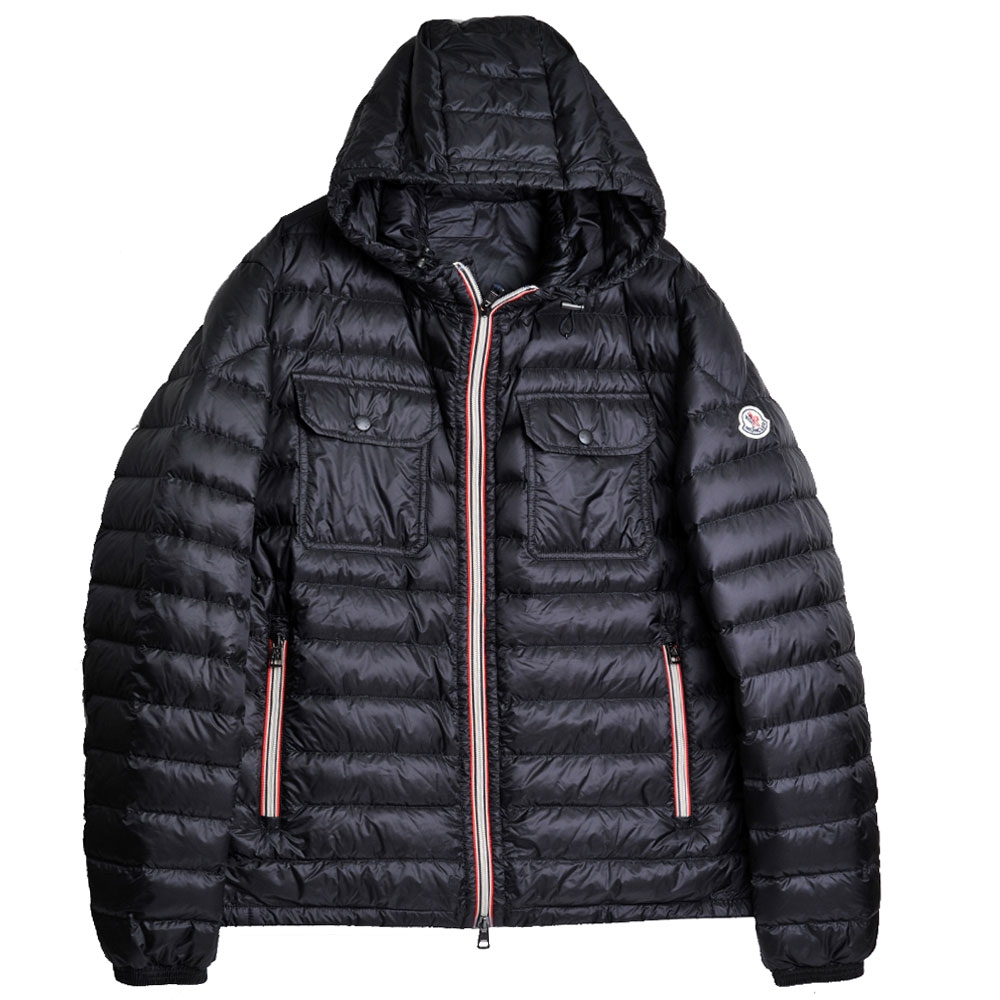 MONCLER DOURET 品牌經典羽絨車縫連帽黑色羽絨外套(4號/男款)