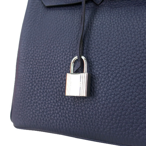 HERMES BIRKIN Togo牛皮柏金包( 25CM/M3水墨藍/銀釦)