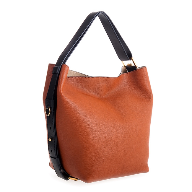 GIVENCHY 新款GV 粒面牛皮手提/側背水桶包 (焦糖色)