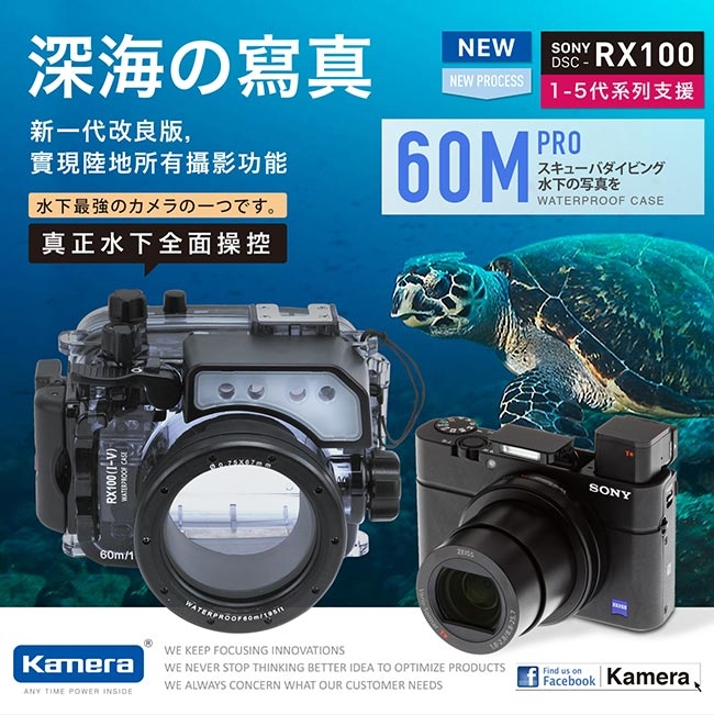 Kamera 60米防水殼Sony RX100 M1~M5