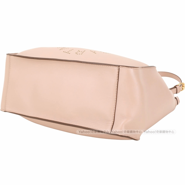 Stella McCartney 穿孔字母皮革手提/肩背托特包(粉膚色)