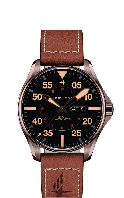 Hamilton 漢米爾頓 卡其航空系列PILOT DAY DATE機械腕錶-黑/46mm