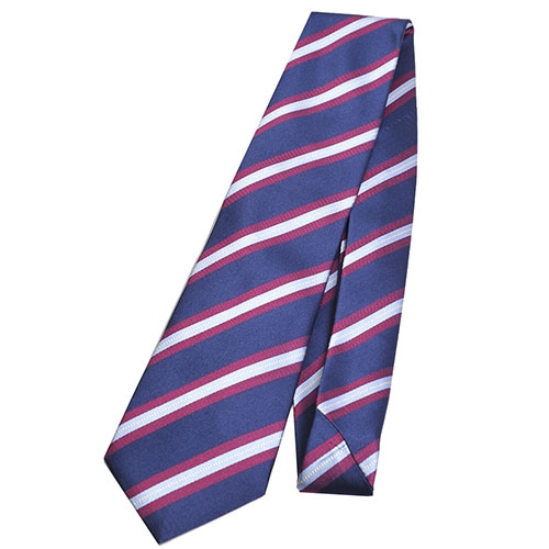 DAKS 優雅斜紋圖騰領帶(藍底/酒紅/灰)