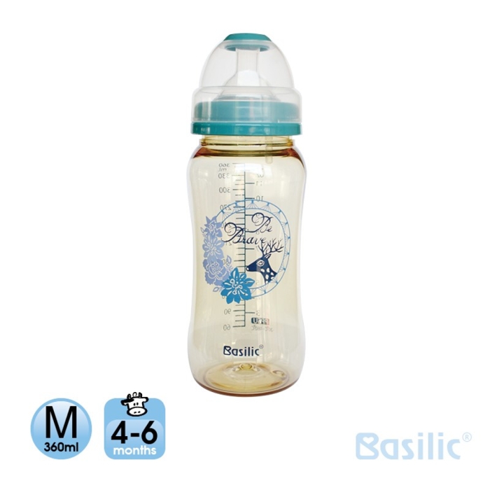 貝喜力克 Basilic 防脹氣PPSU寬口大奶瓶360ml-M (優惠兩入組)