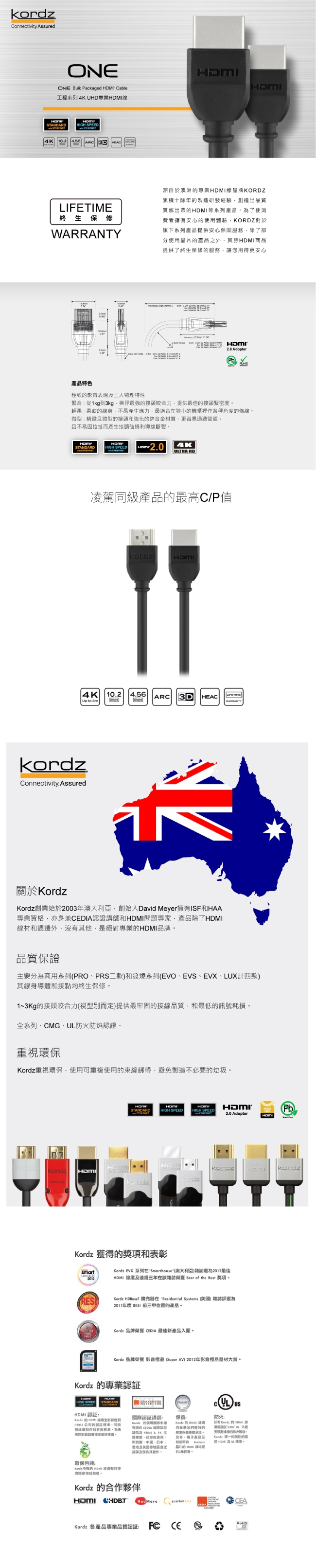 KORDZ 4K ONE 工程系列HDMI線(ONE-1.0M)