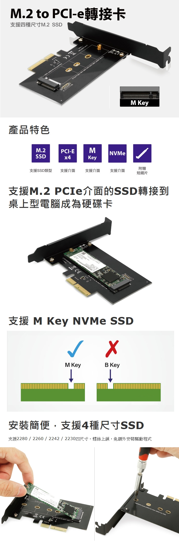 Uptech 登昌恆 M.2 轉 PCIe 4X 轉接卡