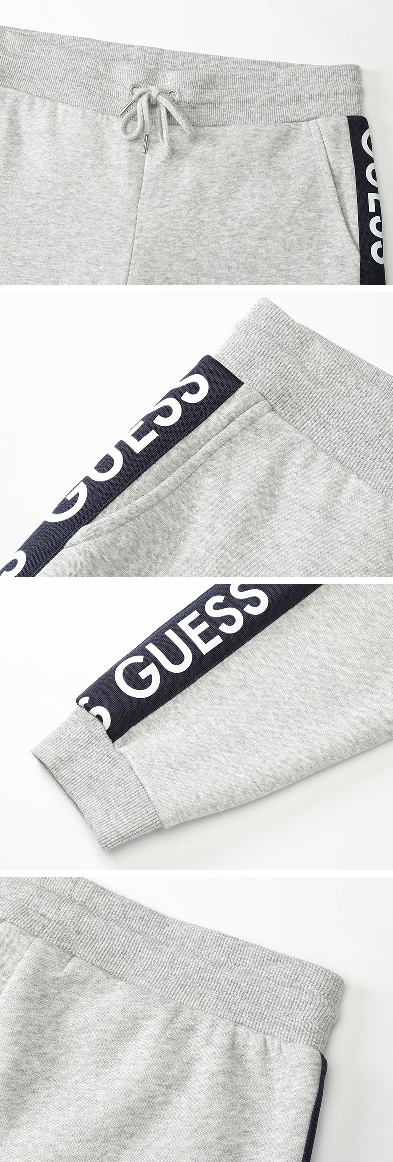 GUESS-女裝-LOGO抽繩運動束口褲-灰