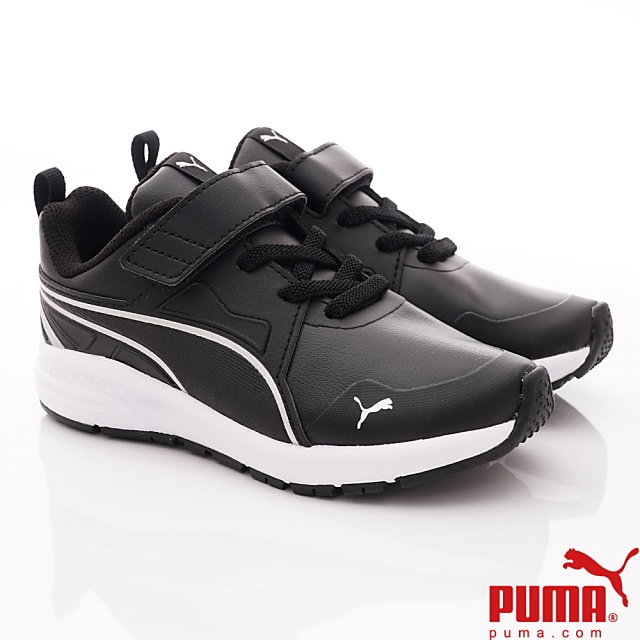 PUMA童鞋 輕量皮質運動鞋款 TH70666-01黑(中小童段)