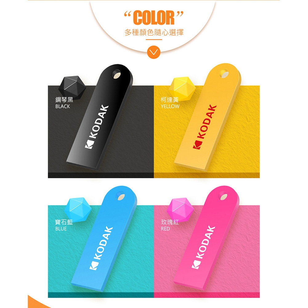 【KODAK】USB2.0 K212 16GB 黑色随身碟-四入