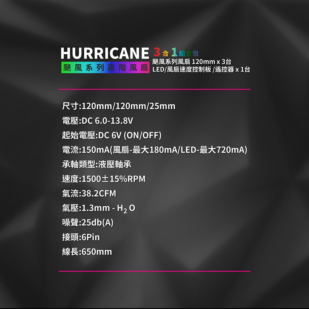 ABKONCORE 颶風系列 RGB風扇(三顆裝)SYNC AB-Hurricane-3