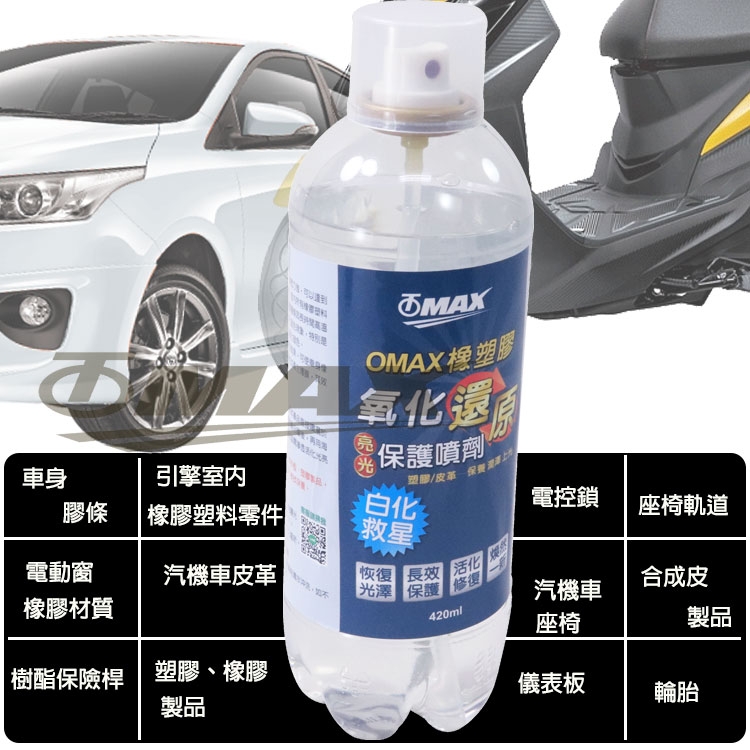 OMAX橡塑膠氧化還原亮光保護噴劑-2入-快