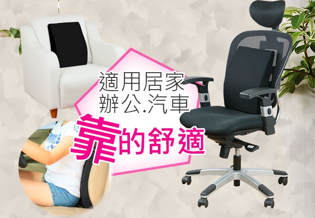 源之氣 竹炭記憶 下背釋壓腰靠墊 (黑/米咖色)