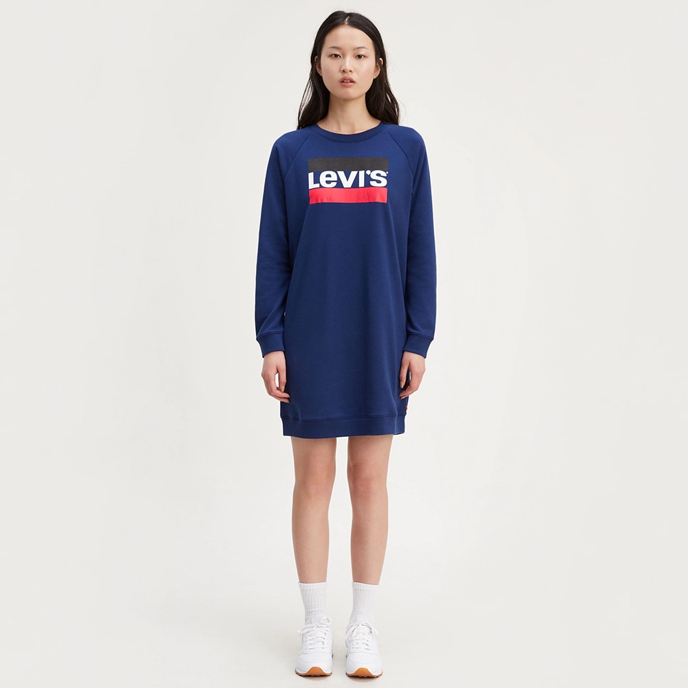 Levis 女款 大學T洋裝 復古Sportwear logo