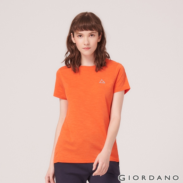 GIORDANO 女裝G-MOTION反光LOGO運動T恤-38 錦鯉橙