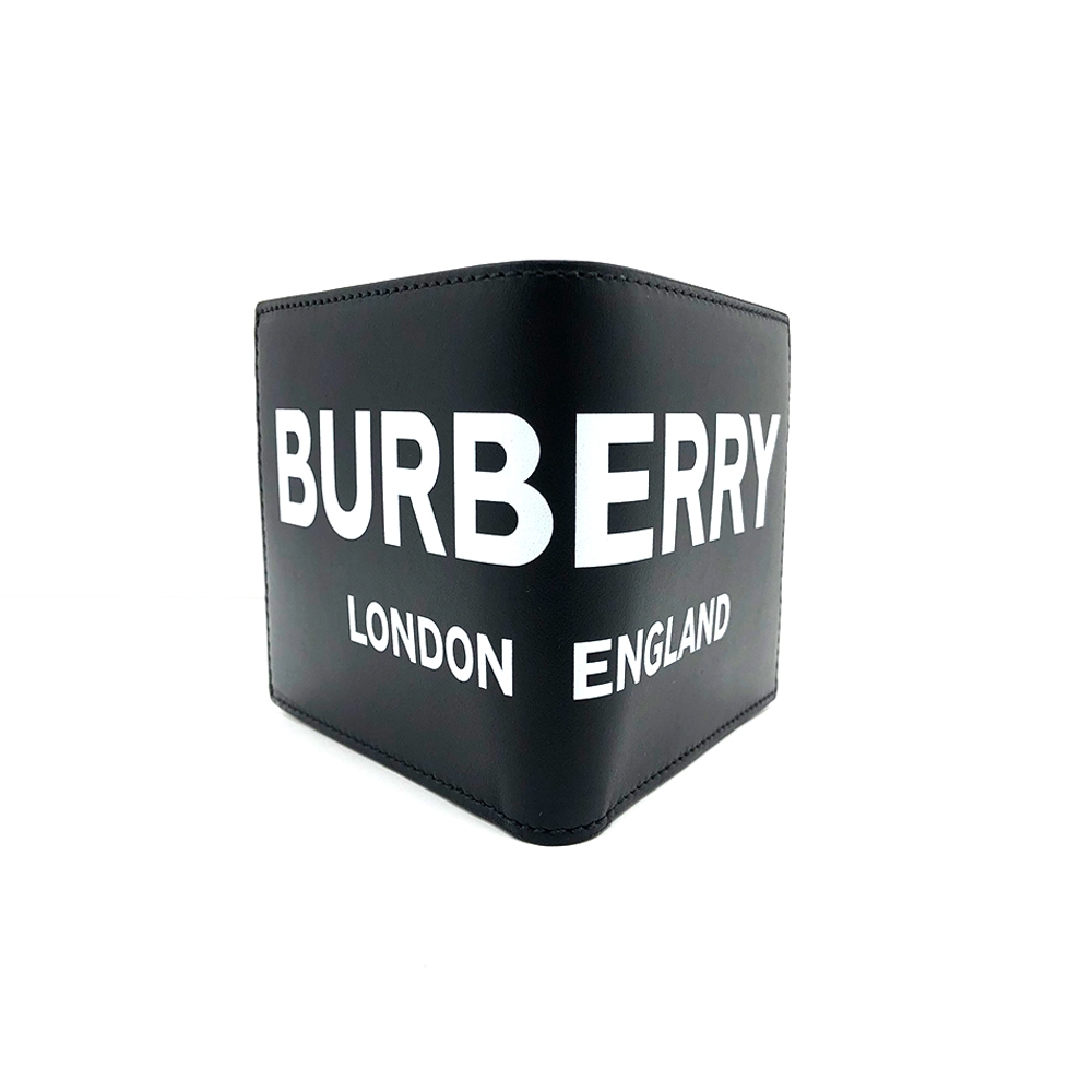 BURBERRY 滑面牛皮 PRINT 字母八卡短夾-黑