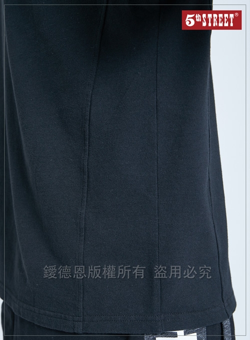 5th STREET 透氣網眼布寬版 短袖T恤-男-黑色
