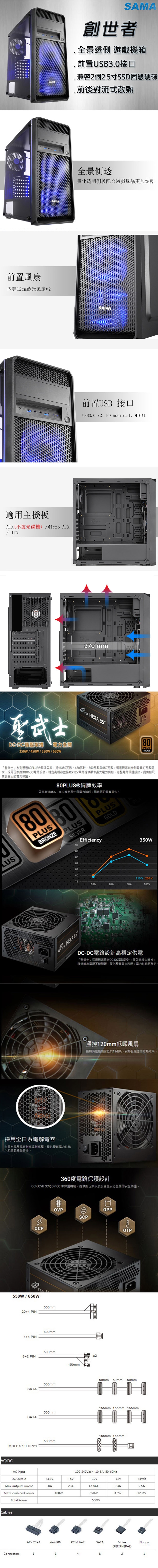 SAMA 先馬 創世者 機殼 + FSP 全漢 聖武士 550W 電源供應器 組合套餐