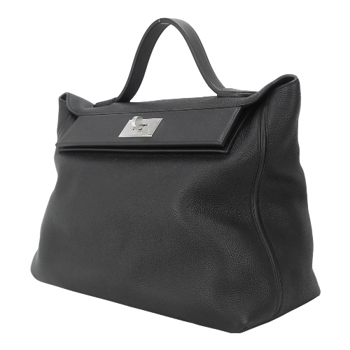 HERMES 24/24Togo 牛皮手提包(35CM/89經典黑/銀釦)