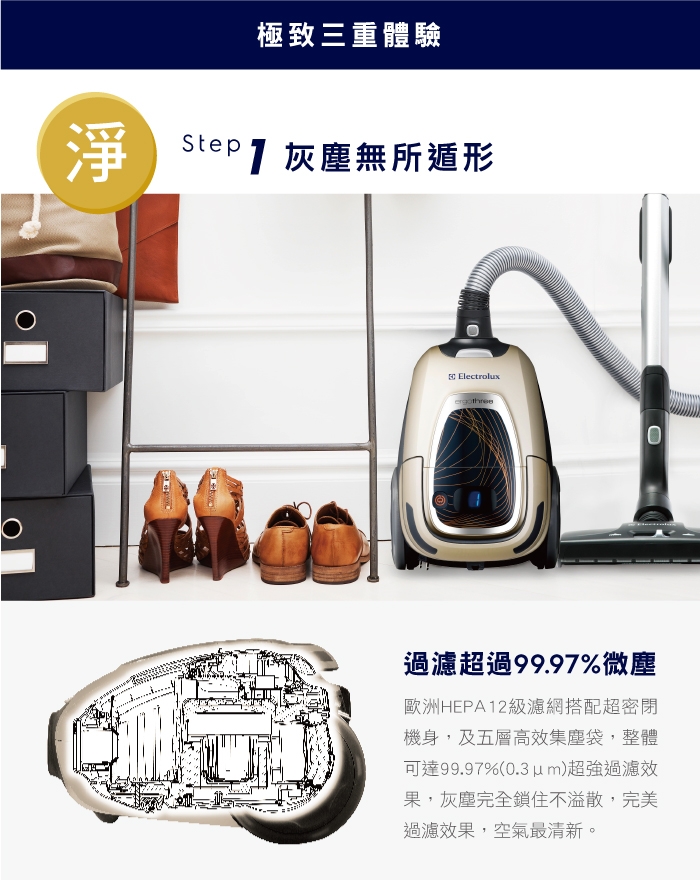 Electrolux 伊萊克斯歐洲原裝集塵袋式吸塵器(極致金典版ZER3DS)