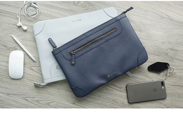 MONOCOZZI Posh 皮革保護內袋 for Macbook Air 11吋-淡灰藍