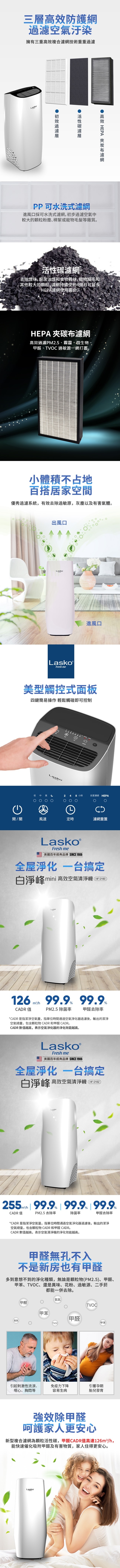 美國Lasko 白淨峰高效節能空氣清淨機 豪華組合組