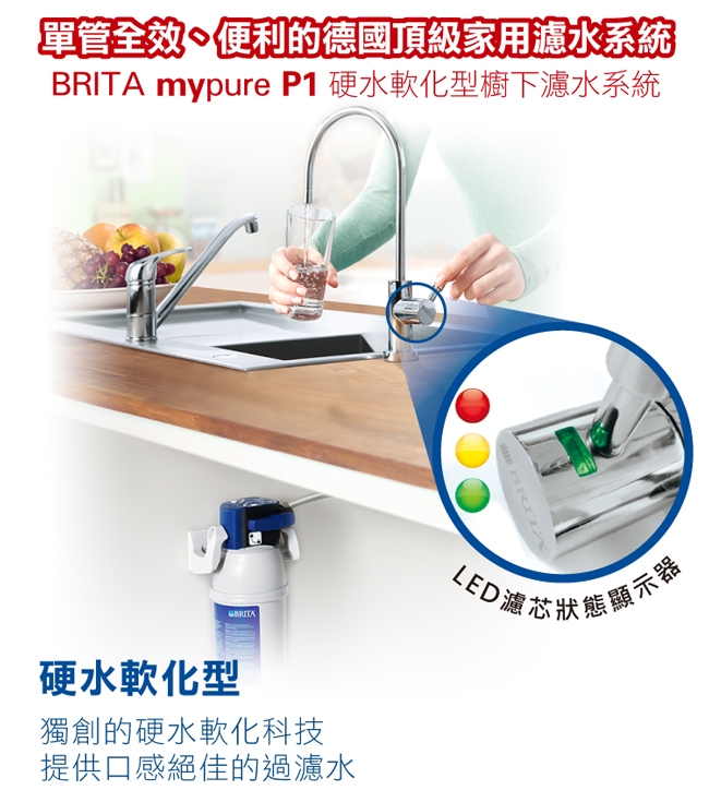 德國BRITA P1000硬水軟化型濾芯(二入)