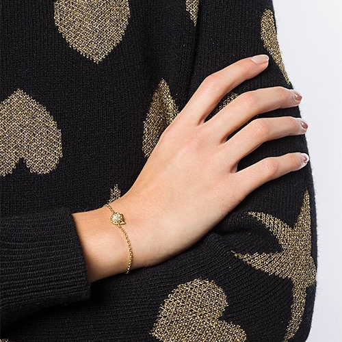 Karl Lagerfeld CHOUPETTE璀璨水晶貓咪造型金色手環手鍊