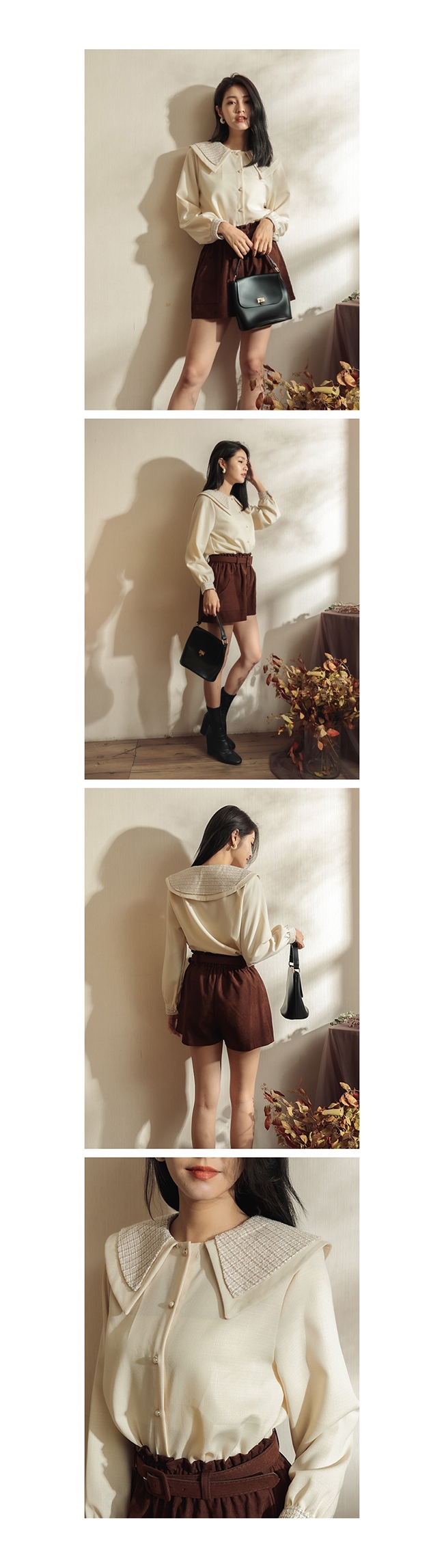 東京著衣-YOCO 優雅氣質雙層次領珍珠釦襯衫