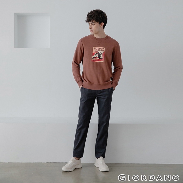 GIORDANO 男裝彈力斜紋棉窄管卡其褲 - 04 深花灰