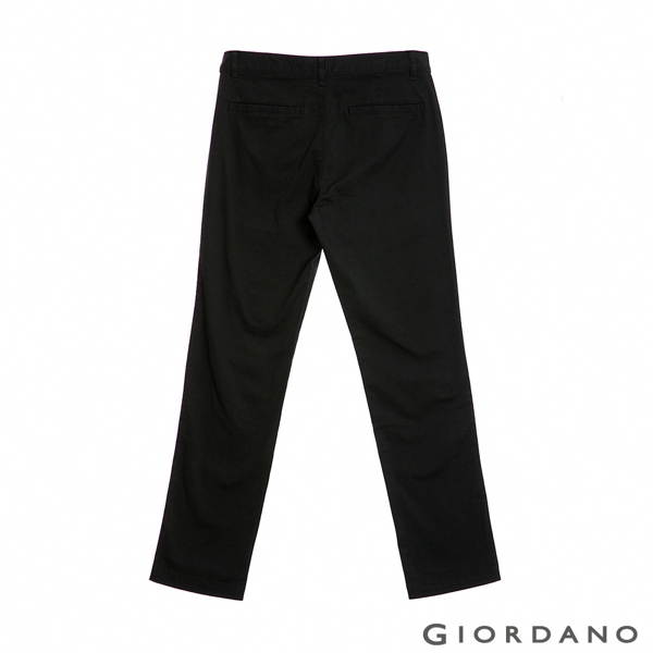 GIORDANO 男裝彈力斜紋棉窄管卡其褲 - 09 標誌黑