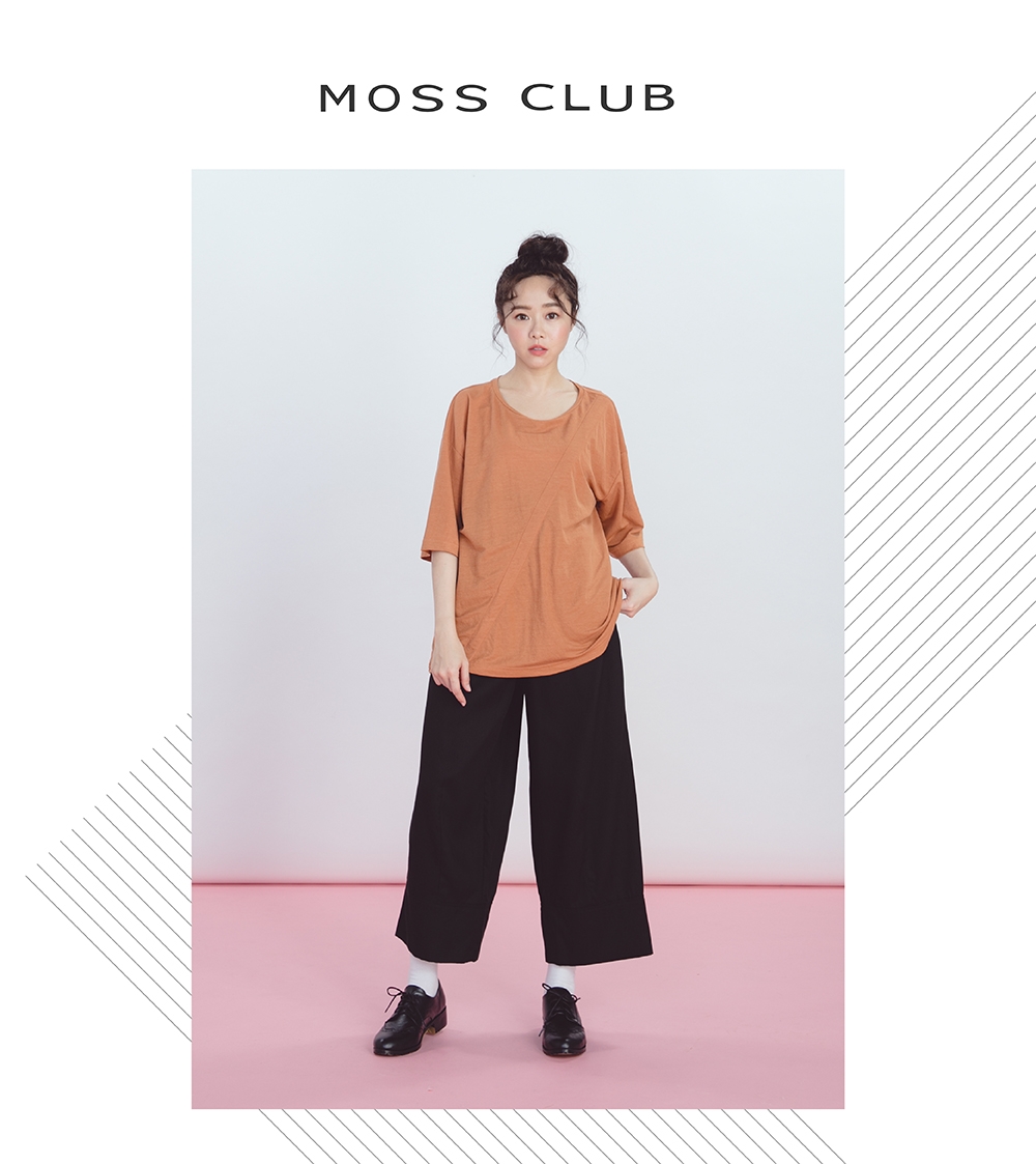 【MOSS CLUB】綁帶高腰修身寬口-長褲(二色)