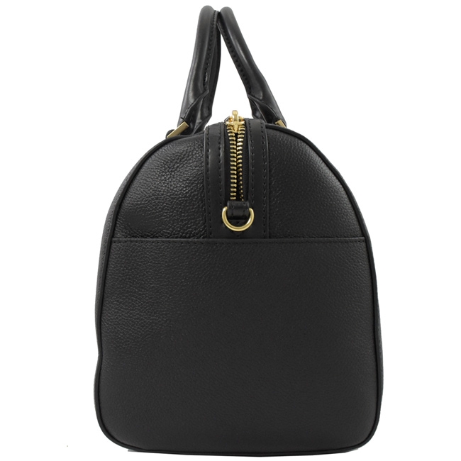 Michael Kors HAYES 金屬logo荔紋皮革波士頓兩用包(黑)