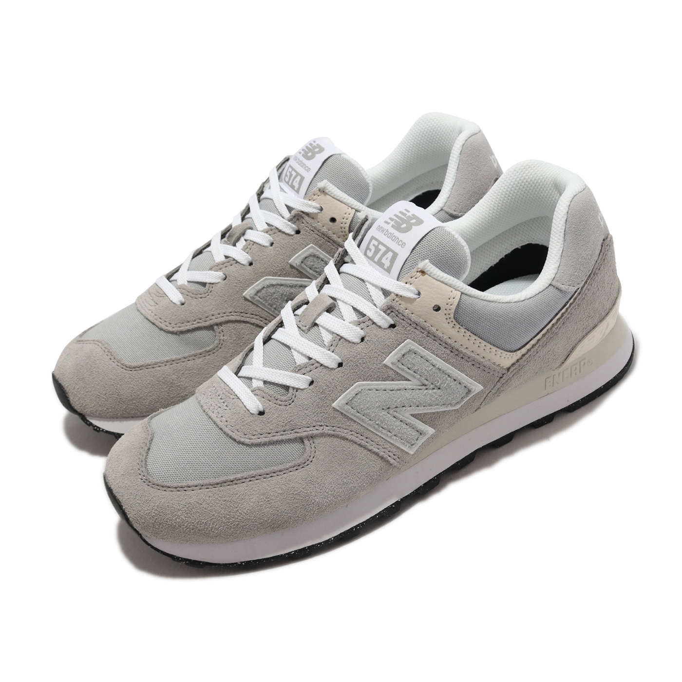 New Balance 休閒鞋574 男鞋女鞋淺灰米色麂皮緩震復古經典情侶鞋