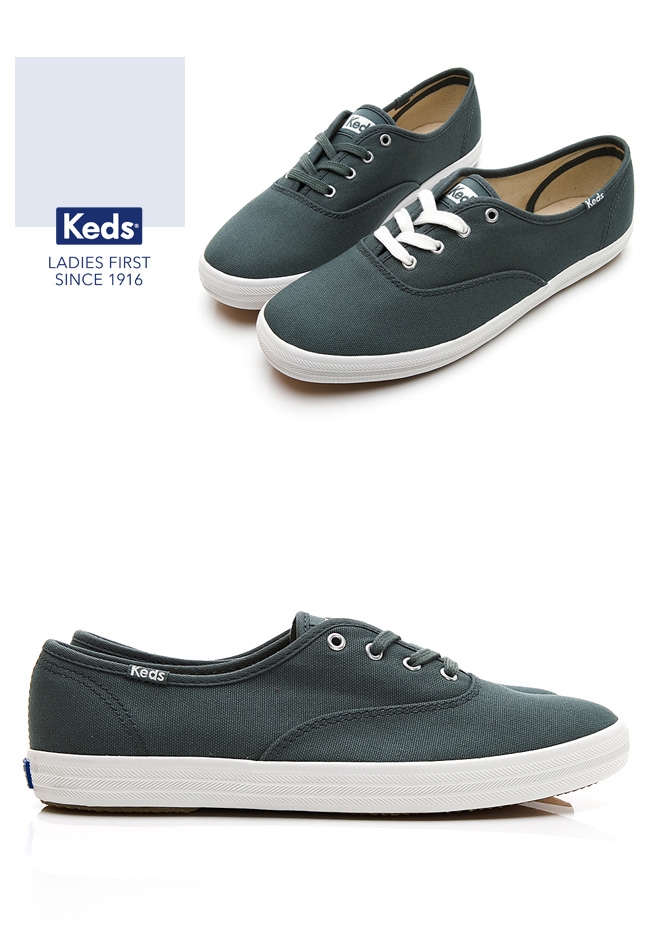 Keds CHAMPION 玩色經典綁帶休閒鞋-深綠