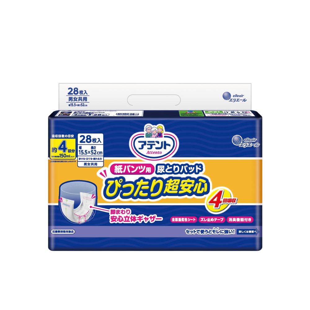 日本大王 Attento愛適多貼合超安心褲型專用尿片_4次吸收(28片/包)