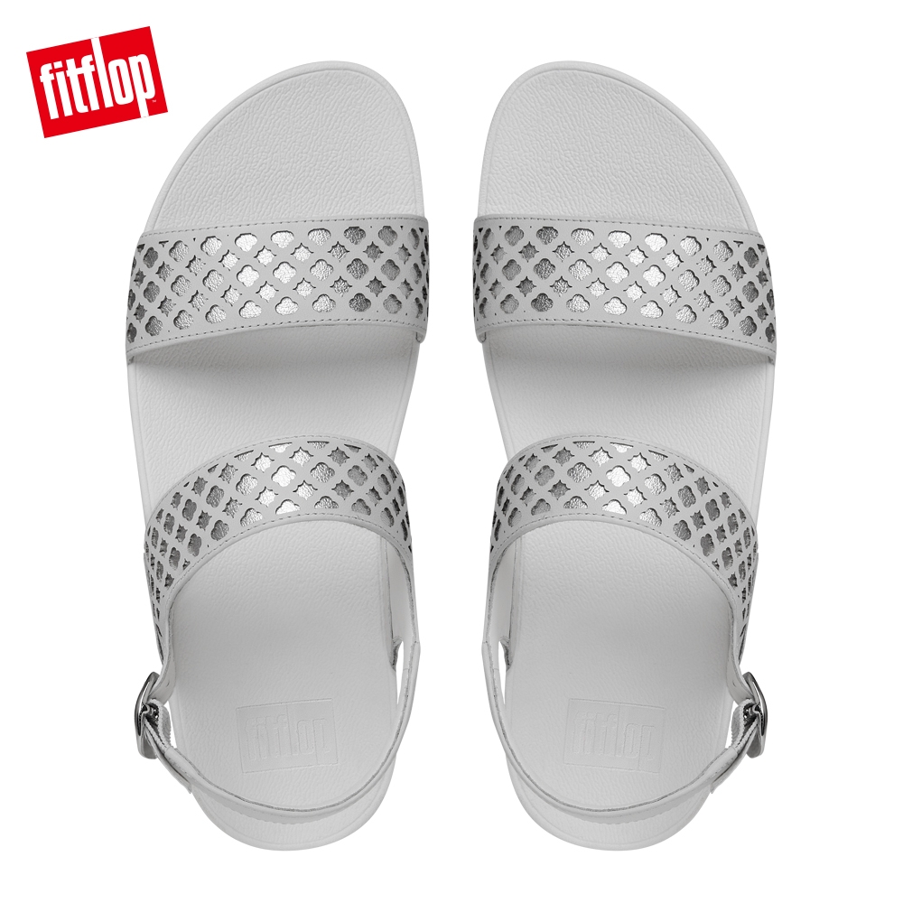FitFlop SAFI BACK-STRAP SANDAL雷射切割後帶涼鞋 白/銀色