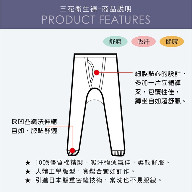 衛生褲.保暖褲Sun Flower三花衛生褲(3件組)