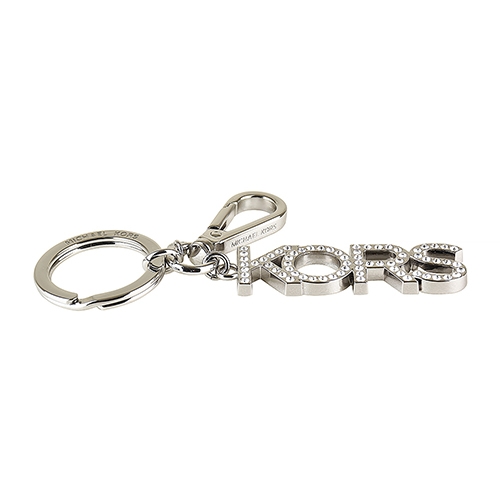 MK MICHAEL KORS CHARMS銀字LOGO鑲鑽設計吊飾鑰匙圈(銀)